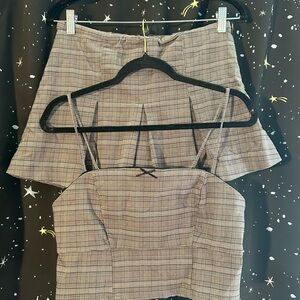 (Crossposted, comment please)
Target Gray Plaid Crop Top and Skirt Set